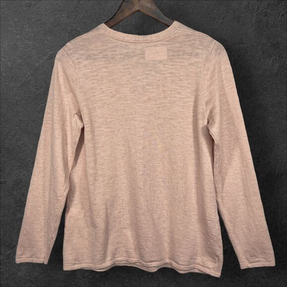 J. Jill Pullover Sweater Women Size M Pink V Neck Linen Long Sleeve Lightweight - Picture 7 of 9